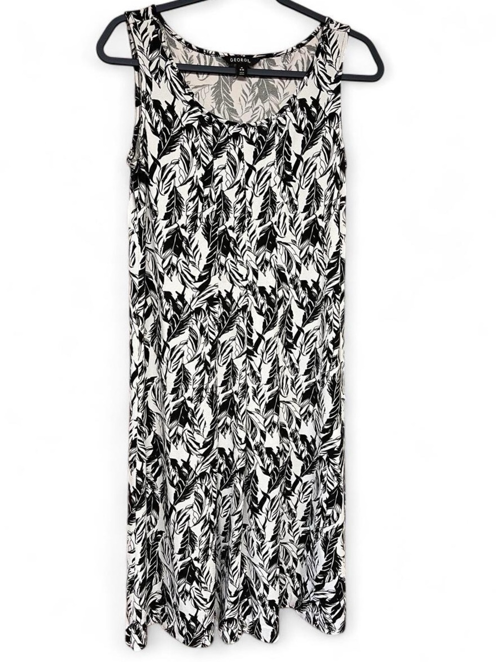 George Feather Print Dress Black & White Size Medium